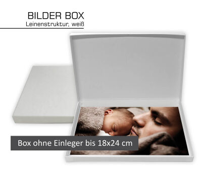 Bilder-Box ohne Einleger Leinenstruktur weiß innen 20x27,5 cm